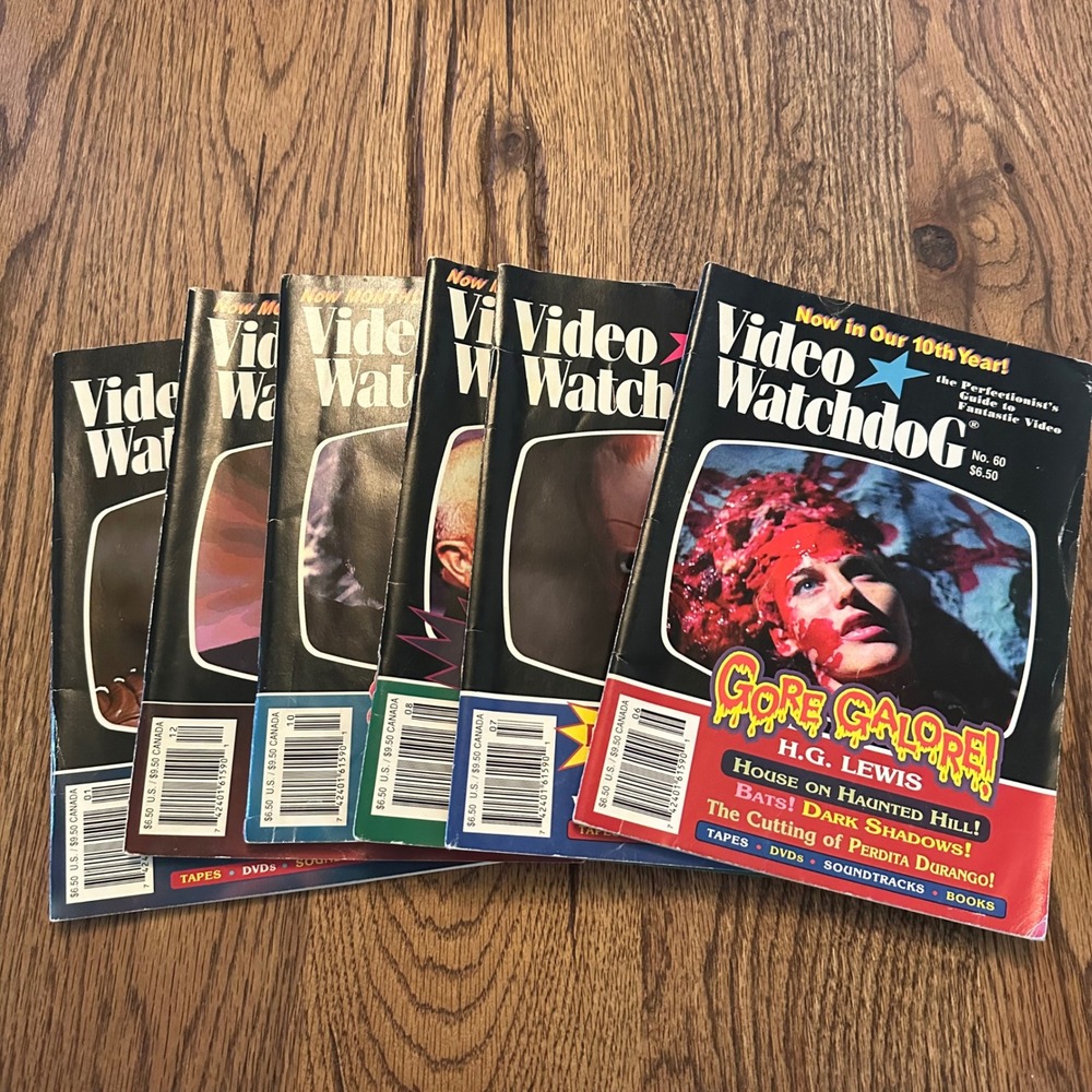 Video Watchdog Magazine Lot of 6 Issues 60 61 62 64 66 67 Horror Cult Cinema Vtg